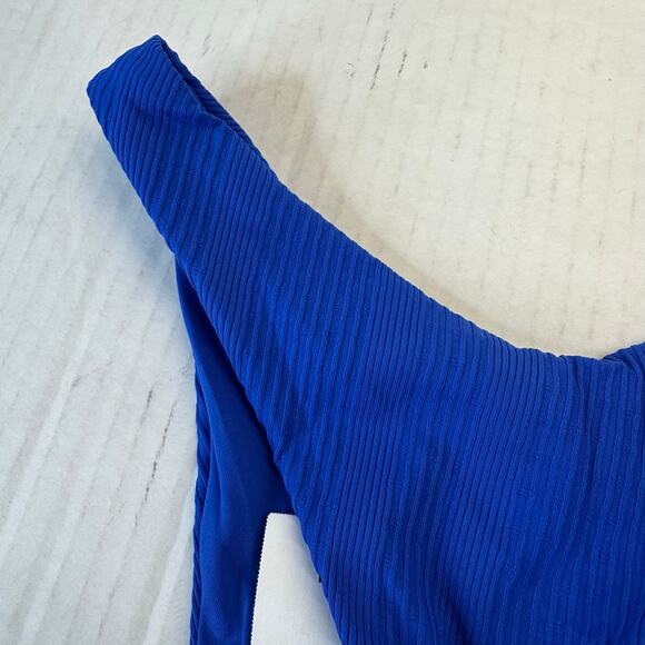 Pointelle Rib Cabana Bikini Bottom Women’s Royal Blue Seamless NWT Size Small - Picture 5 of 5